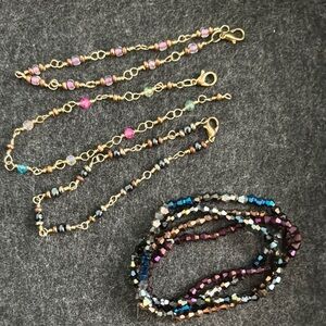 Gold and Pink Handmade Beaded Bracelet Jewelry